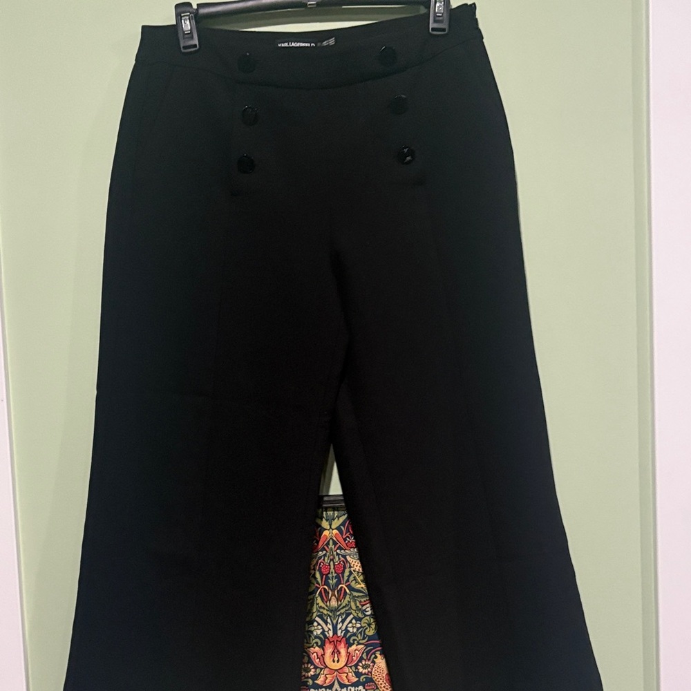 Karl Lagerfeld Elegant Black Wide-Leg Trousers-cropped